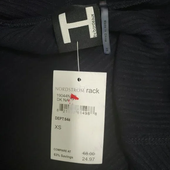 H by Bordeaux Navy Long Sleeve Cozy Mixed Rib Waterfall Cardigan Size XS - Picture 8 of 10